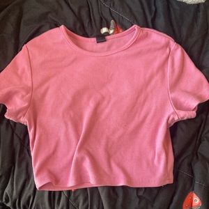 Shein basic cotton 1pc cotton ribbed cropped shirt